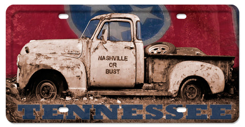 Nashville-Or-Bust-Truck-With-Flag-Metal-Sign