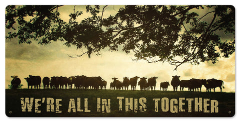 Cows On Hill Vintage Sign Metal Sign