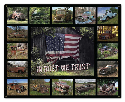 Rusty Cars Metal Sign