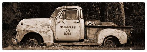 Truck-Nashville-Or-Bust-Sepia-Metal-Sign