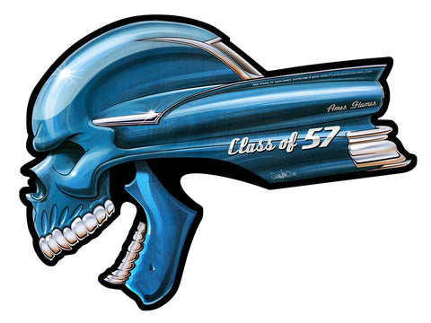 57 Ford Skull Metal Sign