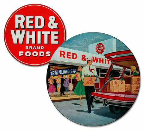 Red-&-White-Brand-Foods-Vintage-Sign-Metal-Sign