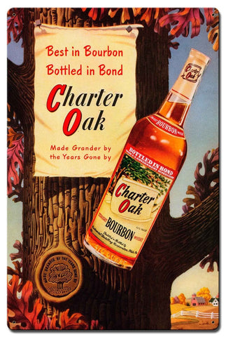 CHARTER OAK BOURBON Vintage Sign Metal Sign