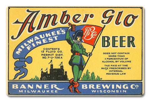 Amber Glo beer Metal Sign