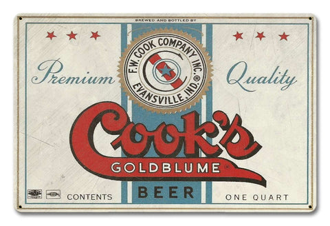 Cook's Goldblume Beer Metal Sign