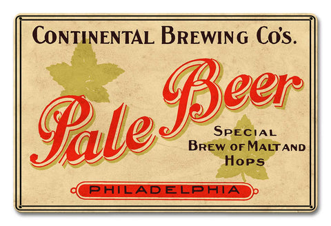 Continental Brewing Co Pale Beer Metal Sign