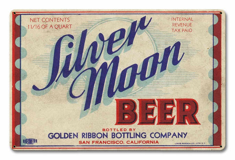 Silver Moon Beer Metal Sign