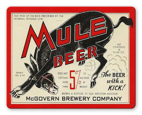 Mule Beer Satin Metal Sign