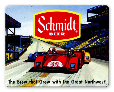 Schmidt Ad Race Car Metal Sign