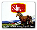 Schmidt Ad Horses Metal Sign