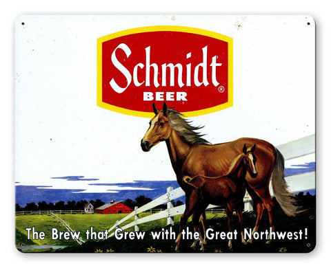 Schmidt Ad Horses Metal Sign