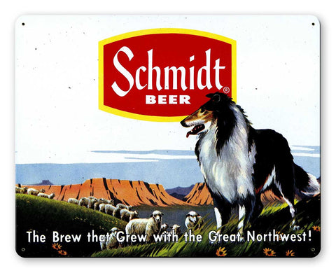 Schmidt Ad Collie Metal Sign