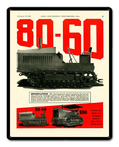 Cletrac 80-60 Metal Sign