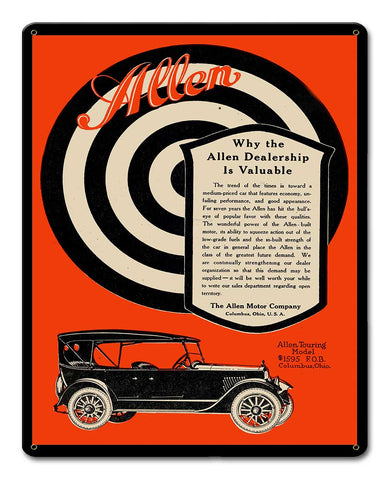 Allen Touring Model 1920 Metal Sign