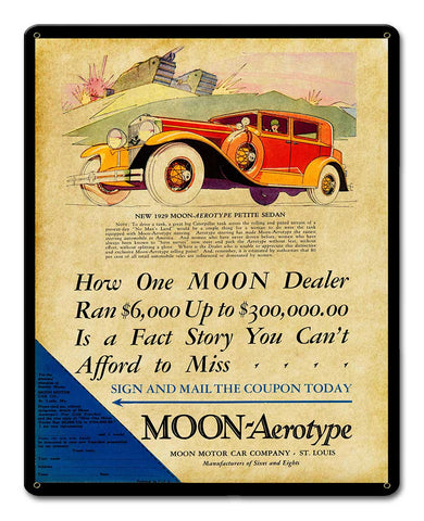 Moon Sedan 1929 Metal Sign