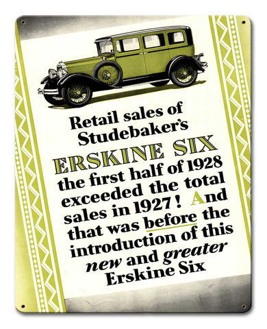 Studebaker Erskine Six 1928 Metal Sign