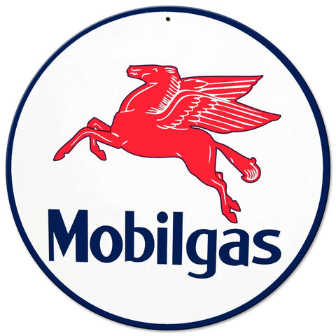 Mobil Gas White Metal Sign