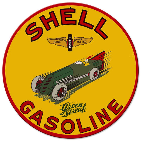 Shell Green Streak Metal Sign