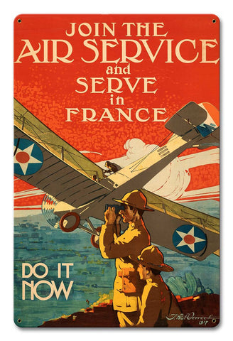 Join Air Service France 12 x 18 Satin Metal Sign