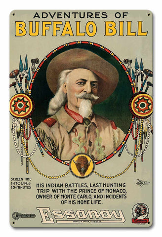 Adventures of Buffalo Bill 12 x 18 Satin Metal Sign