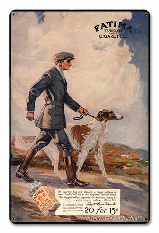 Fatima Cigarettes 12 x 18 Satin Metal Sign