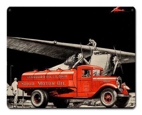 International Sohio 15 x 12 Satin Metal Sign