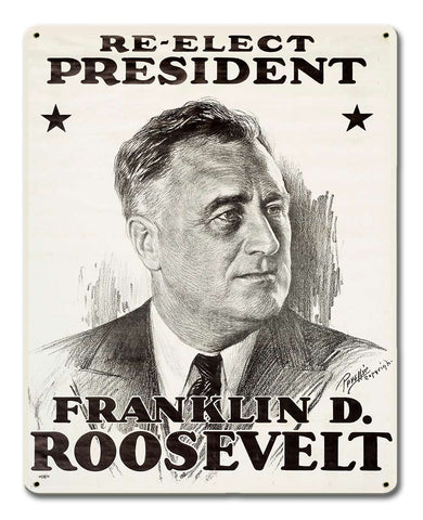 Reelect Roosevelt 1936 12 x 15 Satin Metal Sign