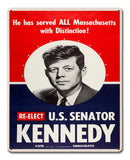 Reelect Kennedy 1958 12 x 15 Satin Metal Sign
