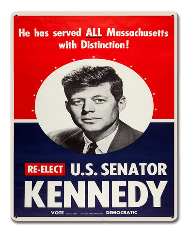 Reelect Kennedy 1958 12 x 15 Satin Metal Sign