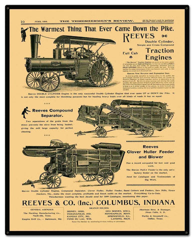 Reeves Thresherman's Review 24 x 30 Custom Shape Metal Sign