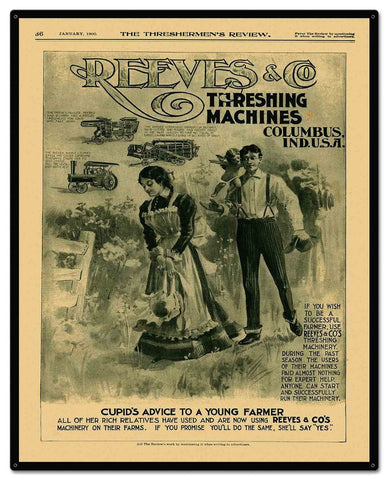 Reeves Thresherman's Review Cover 24 x 30 Custom Shape Metal Sign