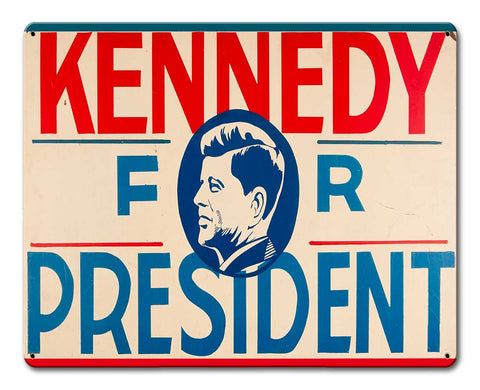 Kennedy For President 15 x 12 Satin Metal Sign