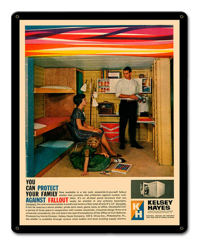 Kelsey Hayes Fallout Shelter 12 x 15 Satin Metal Sign
