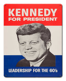 Kennedy For President Leadership 12 x 15 Satin Metal Sign