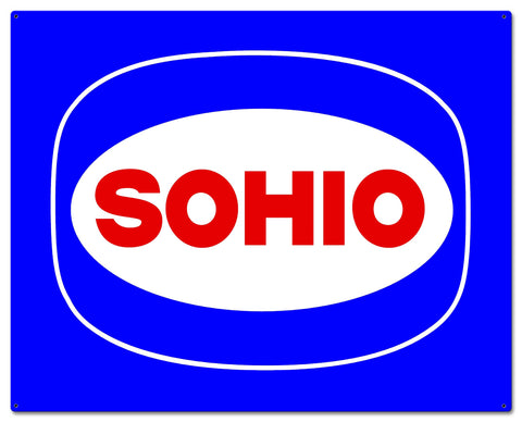Sohio Blue 30 x 24 Custom Shape Metal Sign