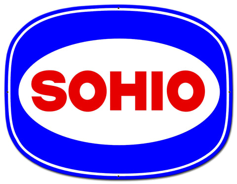 Sohio Blue 26 x 20 Custom Shape Metal Sign