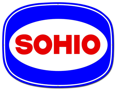 Sohio Blue 26 x 20 Custom Shape Metal Sign