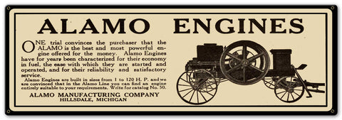 Alamo Engines 36 x 12 Custom Shape Metal Sign