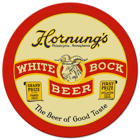Hornungs White Bock Beer 14 X 14 vintage metal sign Metal Sign