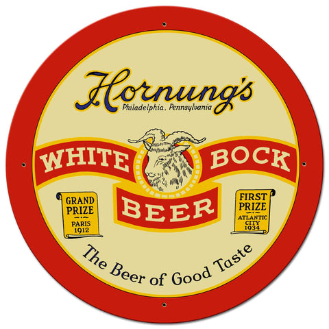 Hornungs White Bock Beer 28 X 28 vintage metal sign Metal Sign