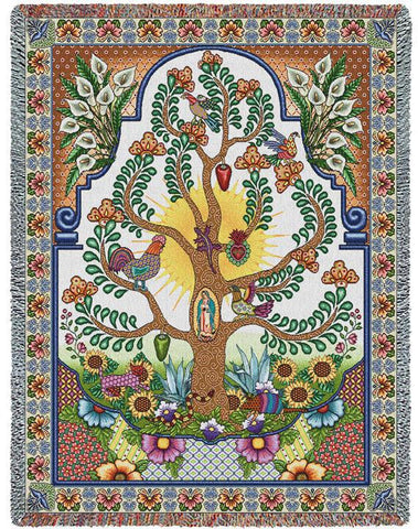 Arboles de la Vida Tapestry Blanket