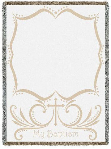 Baptismal Cross White Mini Blanket