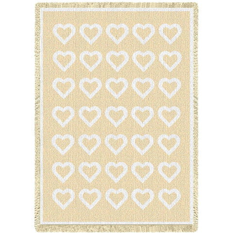 Basketweave Hearts Natural Small Blanket