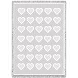 Basketweave Hearts White Chenille Natural Small Blanket