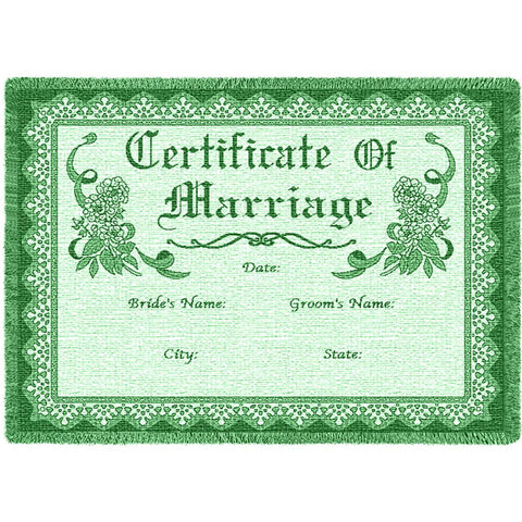Certificate Of Marriage Green Small Blanket
