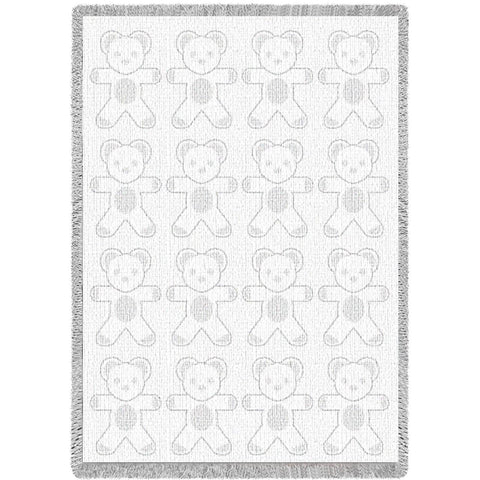 Teddy Bears White Natural Small Blanket