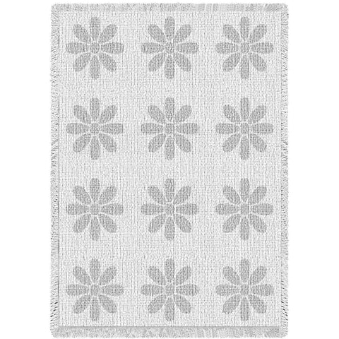Flowers White Natural Small Blanket
