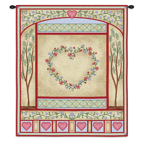 Love Quilt Pastel Wall Tapestry With Rod