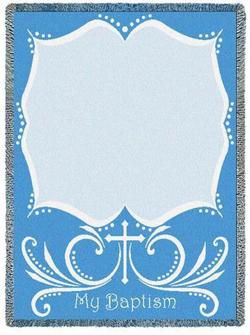 Baptismal Cross Blue Mini Blanket