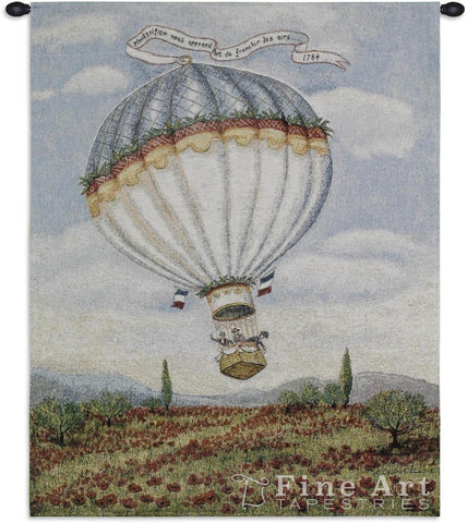 Balloon Over Poppy Wall Tapestry